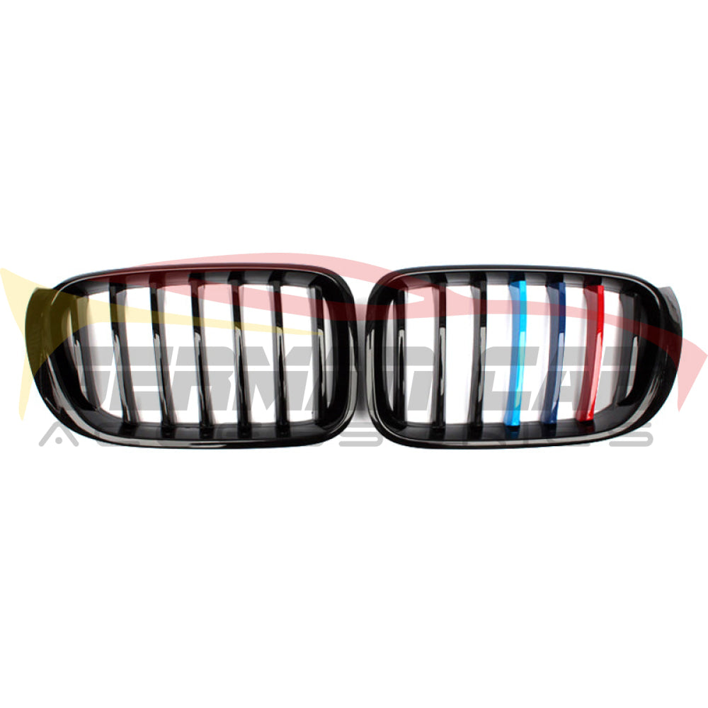 2014-2018 Bmw X3/X4 Single Slat Kidney Grilles | F25/F26 Gloss Black With M Stripe